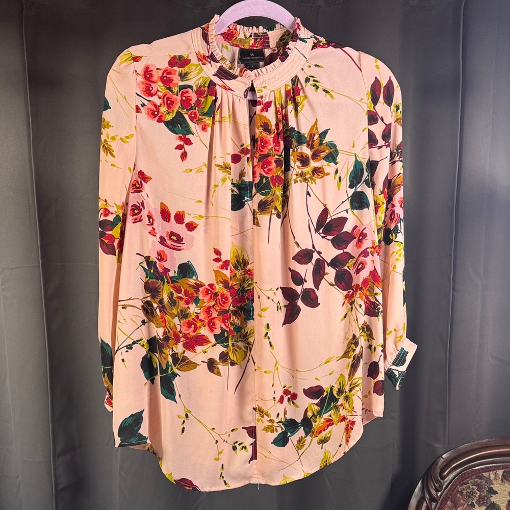 Worthington Floral Blouse - Pink and Green